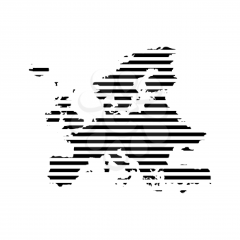 Black linear symbol of europe map on white, vector illustration.