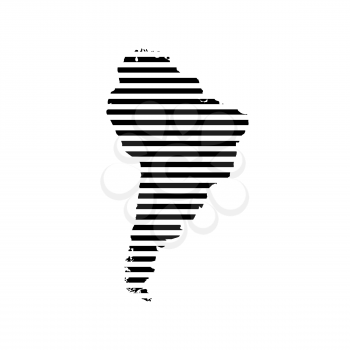 Black linear symbol of south America map on white, vector illustration.