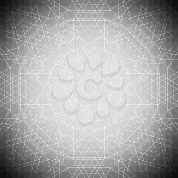 Sacred geometry, triangle design gray background. Abstract vector illustration.