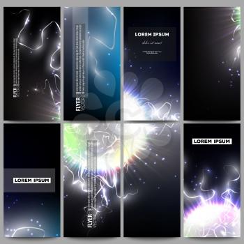 Set of modern vector flyers. Electric lighting effect. Magic vector background with lightning. 