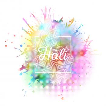 Colorful background for Holi celebration with colors splash, vector illustration.
