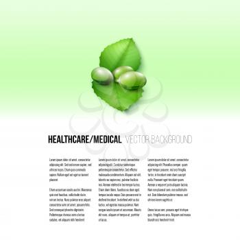Pills isolated on green background, vector background for brochure, flyer or banner.