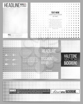 Set of business templates for presentation, brochure, flyer or booklet. Halftone vector background. Abstract halftone effect with black dots on white background.