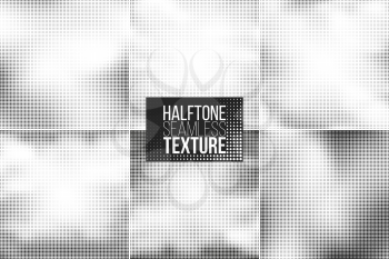 Set of 6 halftone seamless vector backgrounds. Abstract halftone effect for your design