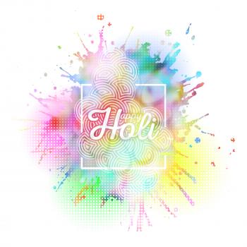Colorful background for Holi celebration with colors splash, vector illustration.