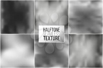 Set of 6 halftone seamless vector backgrounds. Abstract halftone effect for your design