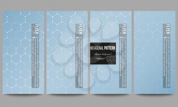 Set of modern vector flyers. Chemistry pattern, hexagonal design vector illustration
