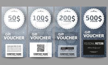 Set of modern gift voucher templates. Abstract floral business background, modern stylish vector texture.