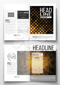 Set of business templates for brochure, magazine, flyer, booklet or annual report. Abstract polygonal background, modern stylish sguare design golden vector texture.