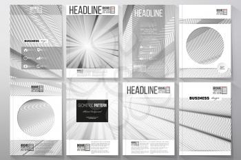 Set of business templates for brochure, flyer or booklet. Abstract lines background, simple abstract monochrome texture.