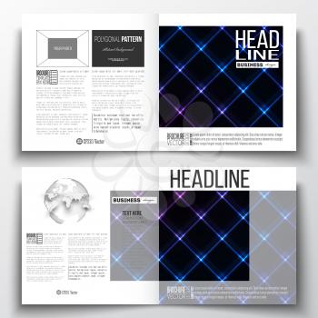 Set of annual report business templates for brochure, magazine, flyer or booklet. Abstract polygonal background, modern stylish sguare vector texture.