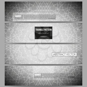 Set of modern vector banners. Sacred geometry, triangle design gray background. Abstract vector illustration