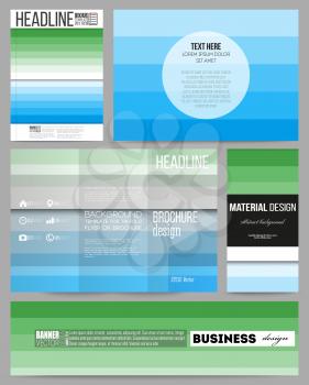 Set of business templates for presentation, brochure, flyer or booklet. Abstract colorful business background, blue and green colors, modern stylish striped vector texture for your cover design.