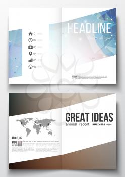 Set of business templates for brochure, magazine, flyer, booklet or annual report. Abstract colorful polygonal backdrop, modern stylish triangular vector texture.