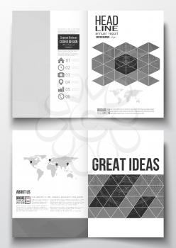 Set of business templates for brochure, magazine, flyer, booklet or annual report. Microchip background, electrical circuits, construction with connected lines, scientific or digital design template