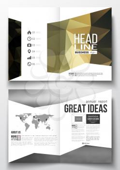 Set of business templates for brochure, magazine, flyer, booklet or annual report. Colorful polygonal background with blurred image, modern stylish triangular vector texture.