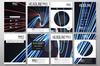 Set of business templates for brochure, flyer or booklet. Abstract lines background, motion design vector illustration.