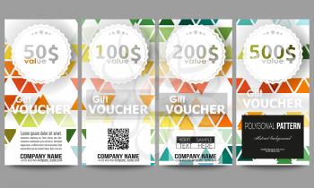 Set of modern gift voucher templates. Abstract colorful business background, modern stylish hexagonal and triangle vector texture