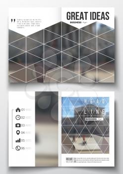Set of business templates for brochure, magazine, flyer, booklet or annual report. Polygonal background, blurred image, urban landscape, modern stylish triangular vector texture.