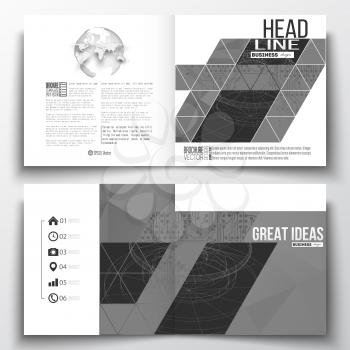 Set of annual report business templates for brochure, magazine, flyer or booklet. Microchip background, electrical circuits, construction with connected lines, scientific or digital design pattern