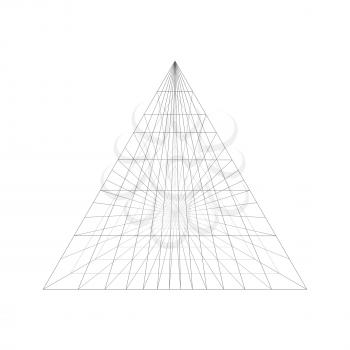 Pyramid construction in perspective. Pyramid of the connected lines. Pyramid isolated on white background.