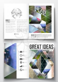 Set of business templates for brochure, magazine, flyer, booklet or annual report. Abstract colorful polygonal background, natural landscapes, geometric, triangular style vector illustration.