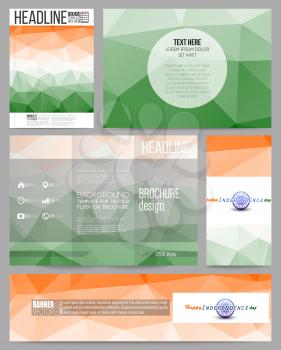 Set of business templates for presentation, brochure, flyer or booklet. Background for Happy Indian Independence Day celebration with Ashoka wheel and national flag colors, vector illustration.