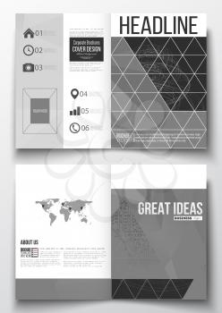 Set of business templates for brochure, magazine, flyer, booklet or annual report. Microchip background, electrical circuits, construction with connected lines, scientific or digital design template