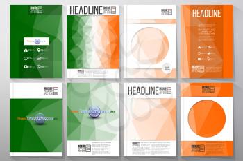 Set of business templates for brochure, flyer or booklet. Background for Happy Indian Independence Day celebration with Ashoka wheel and national flag colors, vector illustration.