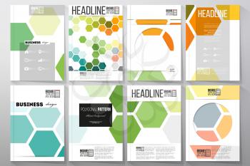 Set of business templates for brochure, flyer or booklet. Abstract colorful business background, modern stylish hexagonal vector texture