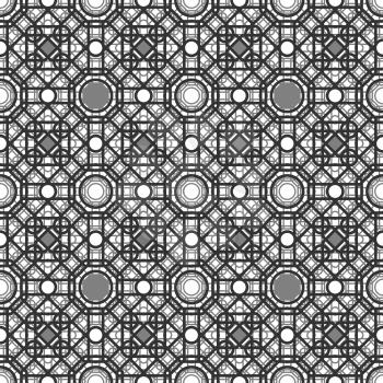 Seamless pattern with overlapping geometric shapes forming abstract ornament. Vector stylish black texture.