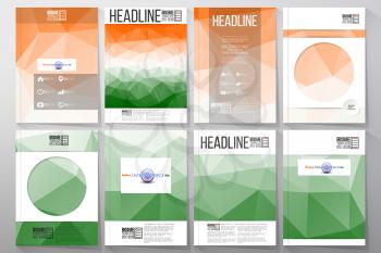 Set of business templates for brochure, flyer or booklet. Background for Happy Indian Independence Day celebration with Ashoka wheel and national flag colors, vector illustration.