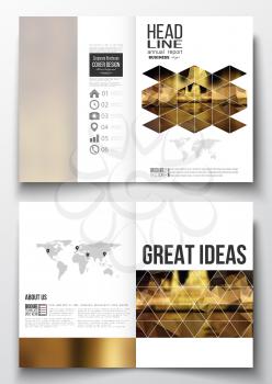 Set of business templates for brochure, magazine, flyer, booklet or annual report. Colorful polygonal background, blurred image, night city landscape, triangular vector texture.