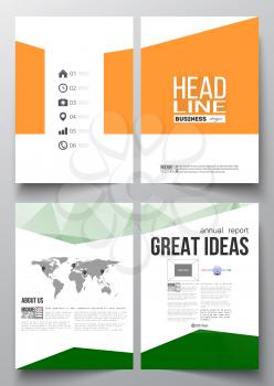 Set of business templates for brochure, magazine, flyer, booklet or annual report. Background for Happy Indian Independence Day celebration with Ashoka wheel and national flag colors, vector illustrat