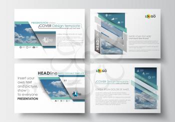 Set of business templates for presentation slides. Easy editable abstract blue layouts in flat design, vector illustration.