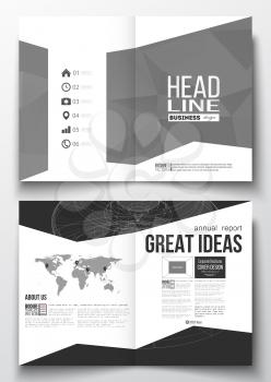Set of business templates for brochure, magazine, flyer, booklet or annual report. Construction with connected lines, polygonal texture, scientific or digital design template