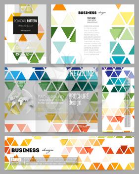 Set of business templates for presentation, brochure, flyer or booklet. Abstract colorful business background, modern stylish hexagonal and triangle vector texture