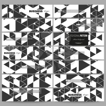 Set of modern vector banners. Triangular vector pattern. Abstract black triangles on white background