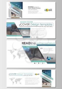 Social media and email headers set, modern banners. Business templates. Cover design template, easy editable, abstract flat layout in popular sizes. Abstract business background, blurred image, urban 
