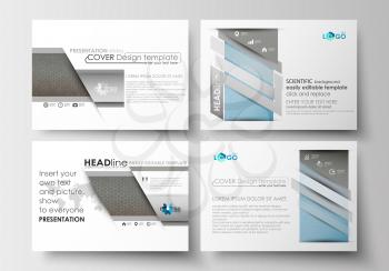 Set of business templates for presentation slides. Easy editable abstract layouts in flat design. Scientific medical research, chemistry pattern, hexagonal design molecule structure, science vector ba