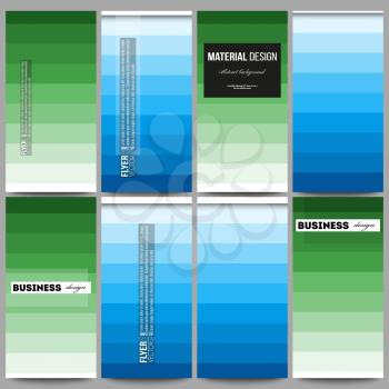 Set of modern vector flyers. Abstract colorful business background, blue and green colors, modern stylish striped vector texture for your cover design.