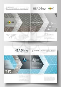 Business templates for brochure, magazine, flyer, booklet or annual report. Cover design template, easy editable blank, abstract flat layout in A4 size. Scientific medical research, chemistry pattern,