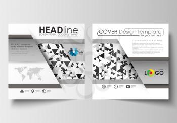 Business templates for square design brochure, magazine, flyer, booklet or annual report. Leaflet cover, abstract flat layout, easy editable blank. Abstract triangle design background, modern gray col