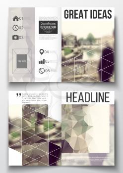 Set of business templates for brochure, magazine, flyer, booklet or annual report. Polygonal background, blurred image. Modern triangular vector texture.