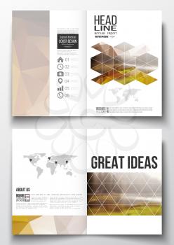 Set of business templates for brochure, magazine, flyer, booklet or annual report. Colorful polygonal backdrop, blurred natural background, modern stylish triangle vector texture.