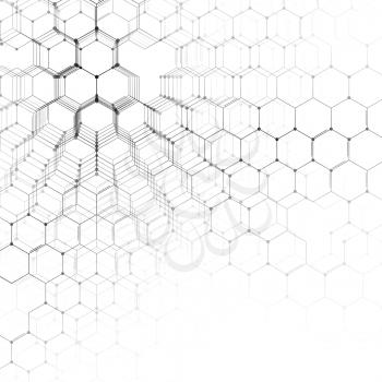 Chemistry 3D pattern, hexagonal design molecule structure on white, scientific medical research. Medicine, science and technology concept. Motion design. Geometric abstract background