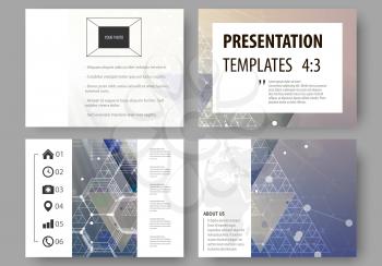 Business templates for presentation slides. Easy editable vector layouts. Chemistry pattern, hexagonal molecule structure, scientific or medical research. Medicine, science and technology concept