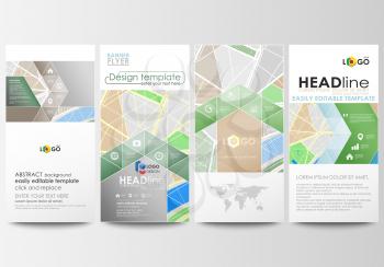 Flyers set, modern banners. Business templates. Cover design template, easy editable, abstract flat layouts. City map with streets. Flat design template for tourism businesses, abstract vector illustr