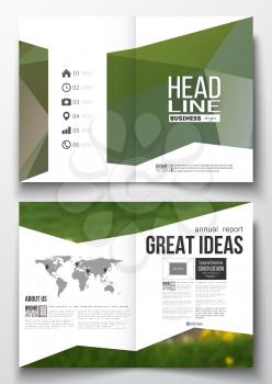 Set of business templates for brochure, magazine, flyer, booklet or annual report. Polygonal floral background, modern triangular texture.