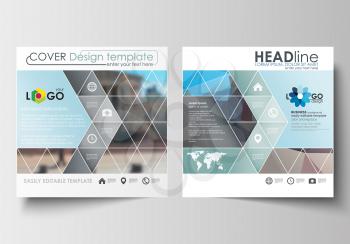 Business templates for square design brochure, magazine, flyer, booklet or annual report. Leaflet cover, abstract flat layout, easy editable blank. Abstract business background, blurred image, urban l